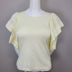 Habitual Girl Pale Lemon Yellow Flutter Sleeves T-Shirt Top NWT Girls‎ Size 10